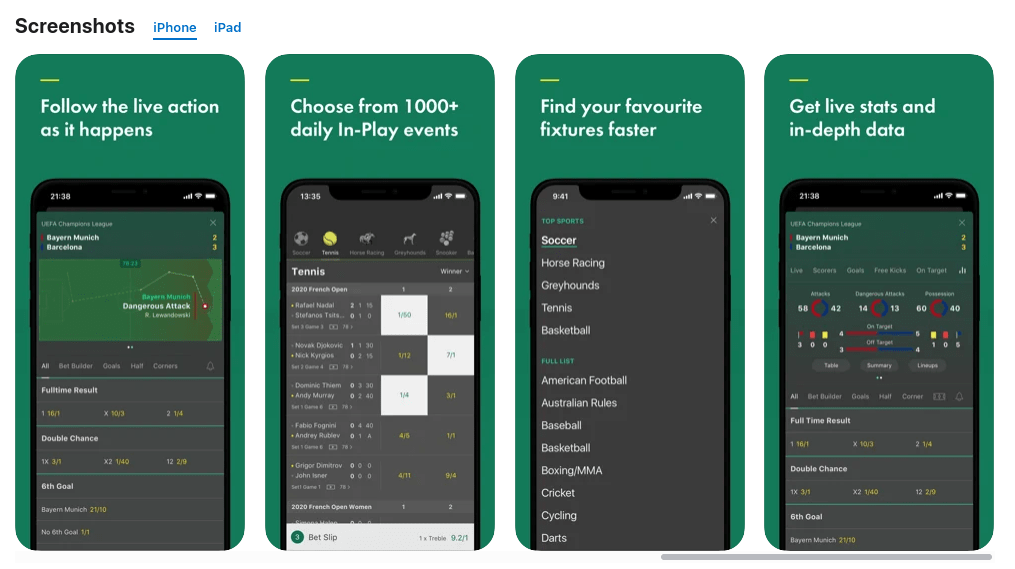 Скриншот приложения bet365 для iPhone в App Store